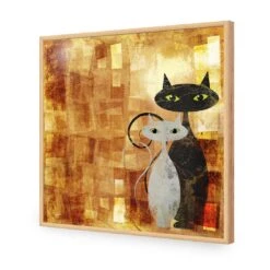 Ornamental Cats (Square) -WALL ART DESGIN SALE ornamental cats square acrylic glass no border oak frame 37x37cm 414632