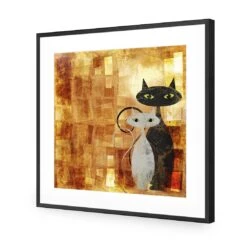 Ornamental Cats (Square) -WALL ART DESGIN SALE ornamental cats square acrylic glass with border black frame 37x37cm 636527