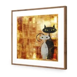 Ornamental Cats (Square) -WALL ART DESGIN SALE ornamental cats square acrylic glass with border natural frame 37x37cm 640833