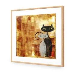 Ornamental Cats (Square) -WALL ART DESGIN SALE ornamental cats square acrylic glass with border oak frame 37x37cm 406986