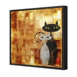 Ornamental Cats (Square) -WALL ART DESGIN SALE ornamental cats square canvas black floating frame 37x37cm 549183