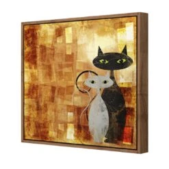 Ornamental Cats (Square) -WALL ART DESGIN SALE ornamental cats square canvas natural floating frame 37x37cm 107147
