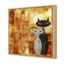 Ornamental Cats (Square) -WALL ART DESGIN SALE ornamental cats square canvas oak floating frame 37x37cm 444965