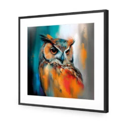 Owl Portrait II -WALL ART DESGIN SALE owl portrait ii acrylic glass with border black frame 37x37cm 533337