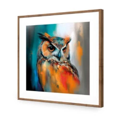 Owl Portrait II -WALL ART DESGIN SALE owl portrait ii acrylic glass with border natural frame 37x37cm 413136