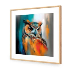 Owl Portrait II -WALL ART DESGIN SALE owl portrait ii acrylic glass with border oak frame 37x37cm 528089