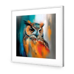 Owl Portrait II -WALL ART DESGIN SALE owl portrait ii acrylic glass with border white frame 37x37cm 129218