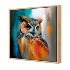Owl Portrait II -WALL ART DESGIN SALE owl portrait ii canvas oak floating frame 37x37cm 627840