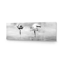 Painted Flamingoes, Black And White (long) -WALL ART DESGIN SALE painted flamingoes black and white long acrylic glass no border no frame 90x30cm 947081