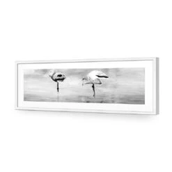 Painted Flamingoes, Black And White (long) -WALL ART DESGIN SALE painted flamingoes black and white long acrylic glass with border white frame 90x30cm 567493
