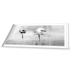 Painted Flamingoes, Black And White (long) -WALL ART DESGIN SALE painted flamingoes black and white long canvas rolled canvas 60x20cm 381281
