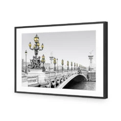 Paris Bridge, Black And White With Lights 10 Paris Bridge, Black And White With Lights -WALL ART DESGIN SALE paris bridge black and white with lights acrylic glass with border black frame 45x30cm 732388