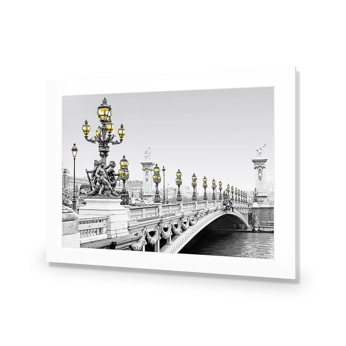 Paris Bridge, Black and White with lights Paris Bridge, Black And White With Lights -WALL ART DESGIN SALE paris bridge black and white with lights acrylic glass with border no frame 45x30cm 152369