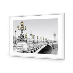 Paris Bridge, Black And White With Lights 11 Paris Bridge, Black And White With Lights -WALL ART DESGIN SALE paris bridge black and white with lights acrylic glass with border white frame 45x30cm 439972