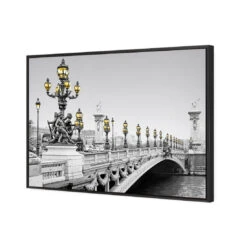 Paris Bridge, Black And White With Lights 4 Paris Bridge, Black And White With Lights -WALL ART DESGIN SALE paris bridge black and white with lights canvas black floating frame 45x30cm 135768