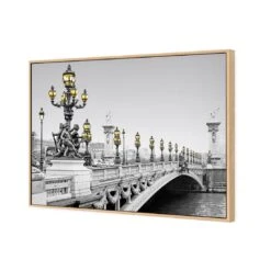 Paris Bridge, Black And White With Lights 6 Paris Bridge, Black And White With Lights -WALL ART DESGIN SALE paris bridge black and white with lights canvas oak floating frame 45x30cm 844819
