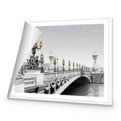 Paris Bridge, Black And White With Lights 8 Paris Bridge, Black And White With Lights -WALL ART DESGIN SALE paris bridge black and white with lights canvas rolled canvas 45x30cm 320703