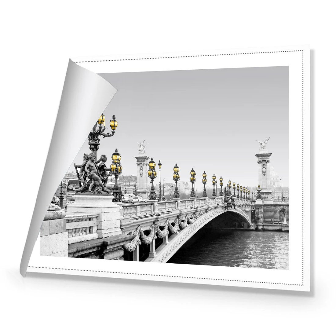 Paris Bridge, Black and White with lights Paris Bridge, Black And White With Lights -WALL ART DESGIN SALE paris bridge black and white with lights canvas rolled canvas 45x30cm 320703