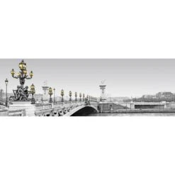 Paris Bridge, Black And White With Lights (long)