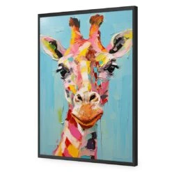 Pastel Painted Giraffe -WALL ART DESGIN SALE pastel painted giraffe acrylic glass no border black frame 45x30cm 675271