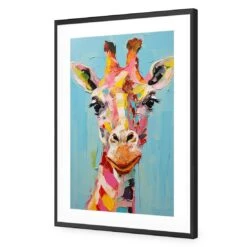 Pastel Painted Giraffe -WALL ART DESGIN SALE pastel painted giraffe acrylic glass with border black frame 45x30cm 207488