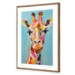 Pastel Painted Giraffe -WALL ART DESGIN SALE pastel painted giraffe acrylic glass with border natural frame 45x30cm 286625