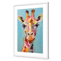 Pastel Painted Giraffe -WALL ART DESGIN SALE pastel painted giraffe acrylic glass with border white frame 45x30cm 181781