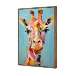 Pastel Painted Giraffe -WALL ART DESGIN SALE pastel painted giraffe canvas natural floating frame 45x30cm 752777