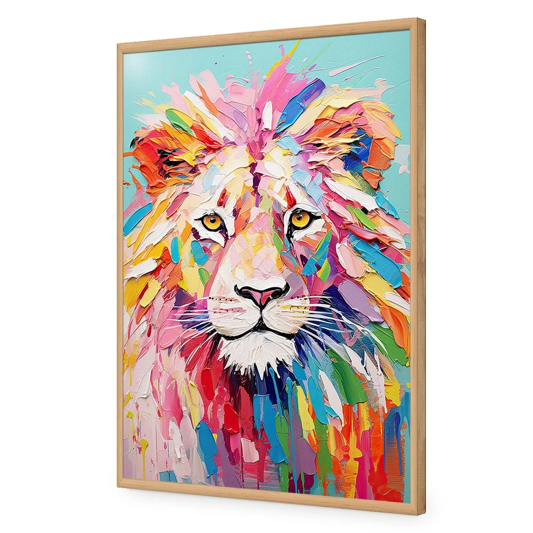 Pastel Painted Lion Pastel Painted Lion -WALL ART DESGIN SALE pastel painted lion acrylic glass no border oak frame 45x30cm 826480