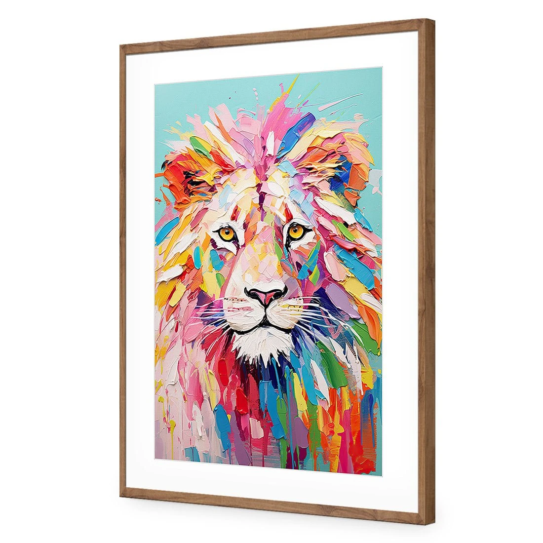 Pastel Painted Lion Pastel Painted Lion -WALL ART DESGIN SALE pastel painted lion acrylic glass with border natural frame 45x30cm 427175