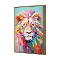 Pastel Painted Lion 7 Pastel Painted Lion -WALL ART DESGIN SALE pastel painted lion canvas natural floating frame 45x30cm 161699