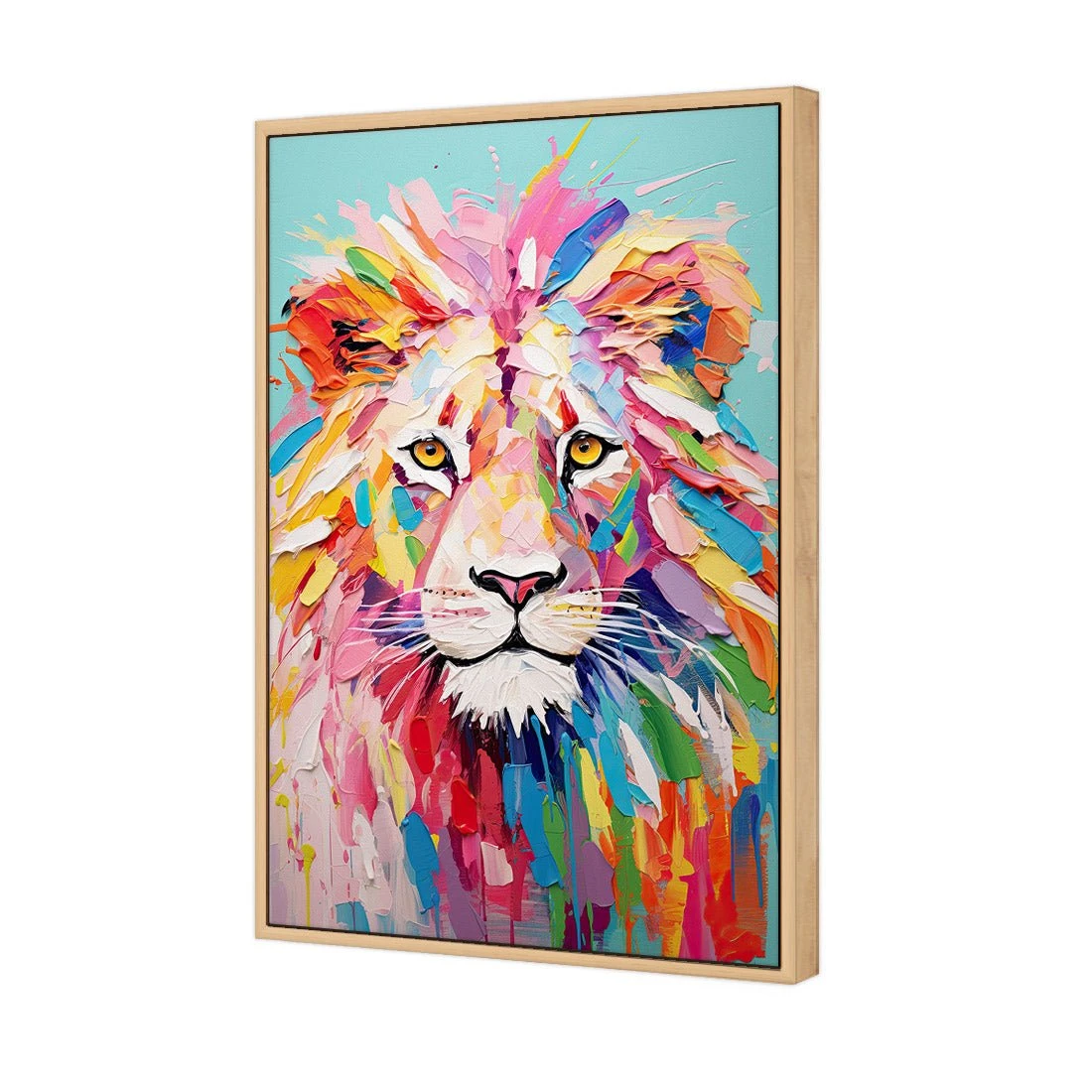 Pastel Painted Lion Pastel Painted Lion -WALL ART DESGIN SALE pastel painted lion canvas oak floating frame 45x30cm 958821