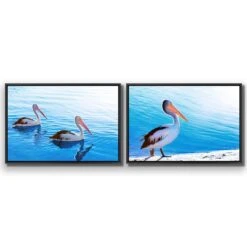 Pelican Perfect Pair -WALL ART DESGIN SALE pelican perfect pair canvas black floating frame 45x30cm 134318