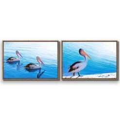 Pelican Perfect Pair -WALL ART DESGIN SALE pelican perfect pair canvas natural floating frame 45x30cm 336630