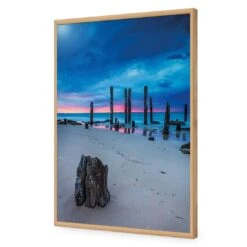 Pink Horizon Reflected -WALL ART DESGIN SALE pink horizon reflected acrylic glass no border oak frame 45x30cm 914792