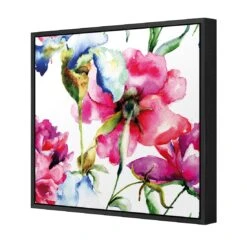 Poppies And Irises (square) 4 Poppies And Irises (square) -WALL ART DESGIN SALE poppies and irises square canvas black floating frame 37x37cm 673884