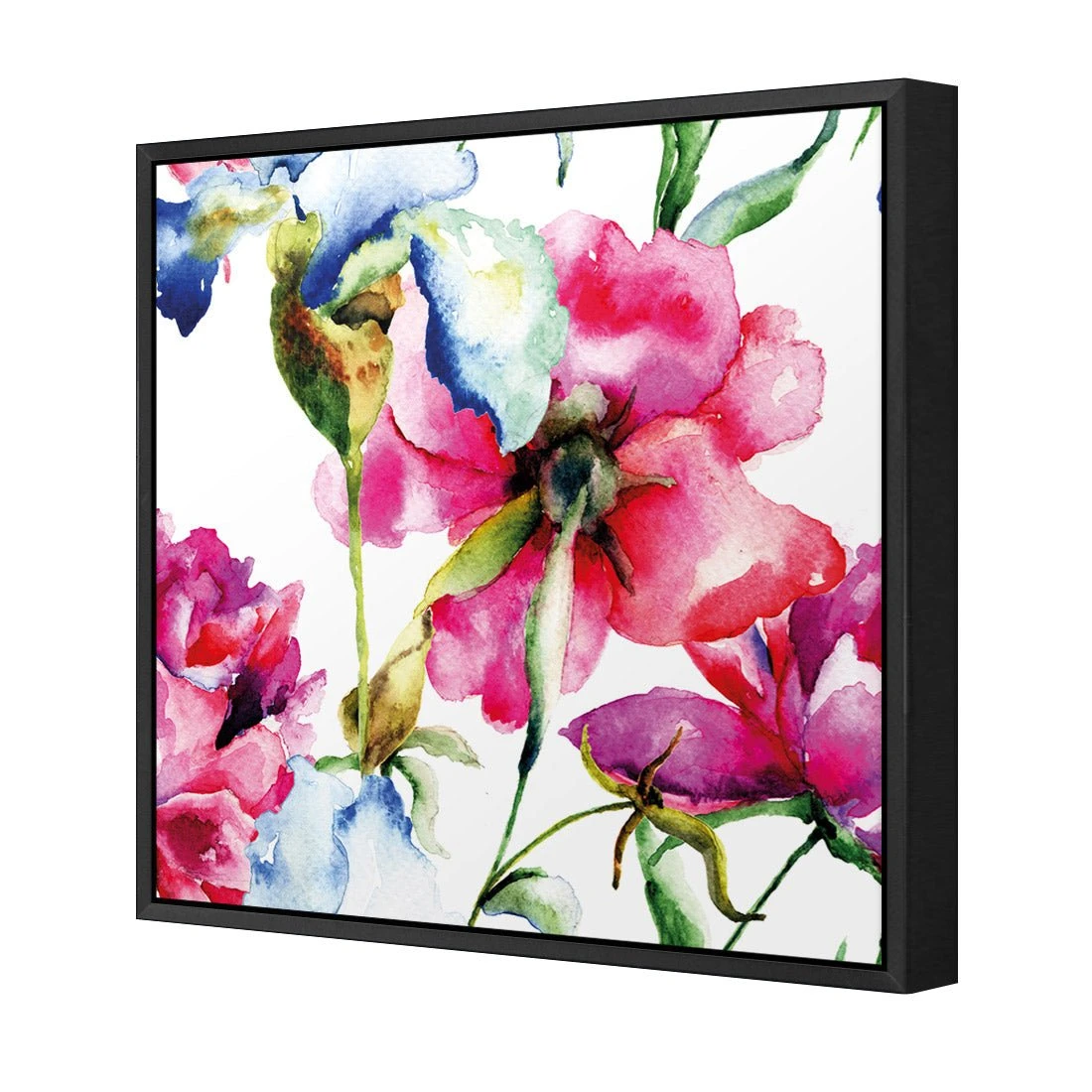 Poppies and Irises (square) Poppies And Irises (square) -WALL ART DESGIN SALE poppies and irises square canvas black floating frame 37x37cm 673884