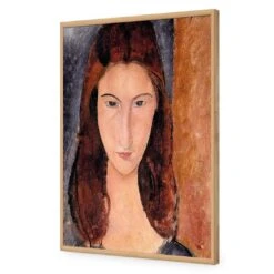 Portrait Of Jeanne Hebuterne By Modigliani -WALL ART DESGIN SALE portrait of jeanne hebuterne by modigliani acrylic glass no border oak frame 45x30cm 453322