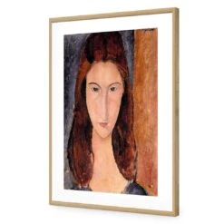 Portrait Of Jeanne Hebuterne By Modigliani -WALL ART DESGIN SALE portrait of jeanne hebuterne by modigliani acrylic glass with border oak frame 45x30cm 817851