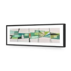 Quirky, Green (long) -WALL ART DESGIN SALE quirky green long acrylic glass with border black frame 90x30cm 261751