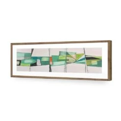 Quirky, Green (long) -WALL ART DESGIN SALE quirky green long acrylic glass with border natural frame 90x30cm 561793