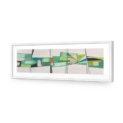 Quirky, Green (long) -WALL ART DESGIN SALE quirky green long acrylic glass with border white frame 90x30cm 211336