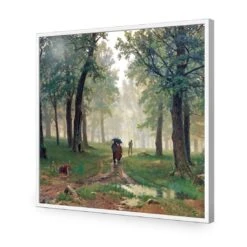 Rain In Oak Forest (Square) By Ivan Shishkin -WALL ART DESGIN SALE rain in oak forest square by ivan shishkin acrylic glass no border white frame 37x37cm 160590
