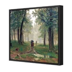 Rain In Oak Forest (Square) By Ivan Shishkin -WALL ART DESGIN SALE rain in oak forest square by ivan shishkin canvas black floating frame 37x37cm 322296