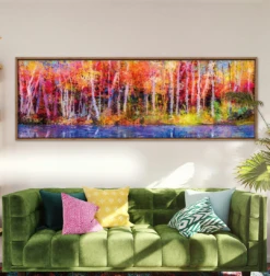Rainbow Tree Forest, Long Acrylic Print Art -WALL ART DESGIN SALE rainbow