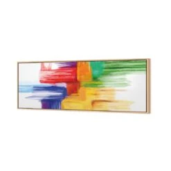 Rainbow Tetris (long) 6 Rainbow Tetris (long) -WALL ART DESGIN SALE rainbow tetris long canvas oak floating frame 60x20cm 357545
