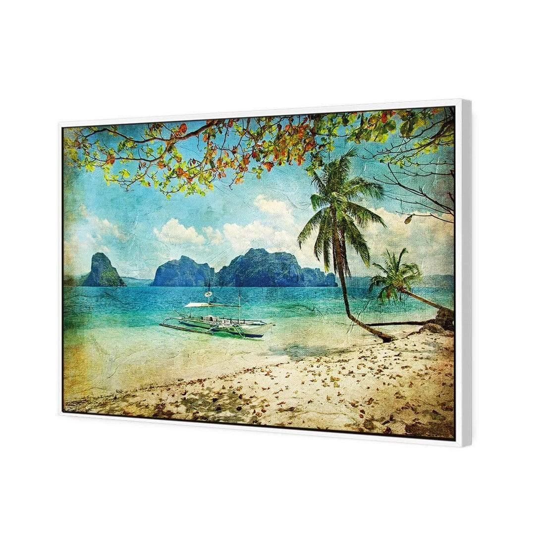 Retro Beach Dream Retro Beach Dream -WALL ART DESGIN SALE retro beach dream canvas white floating frame 45x30cm 332430