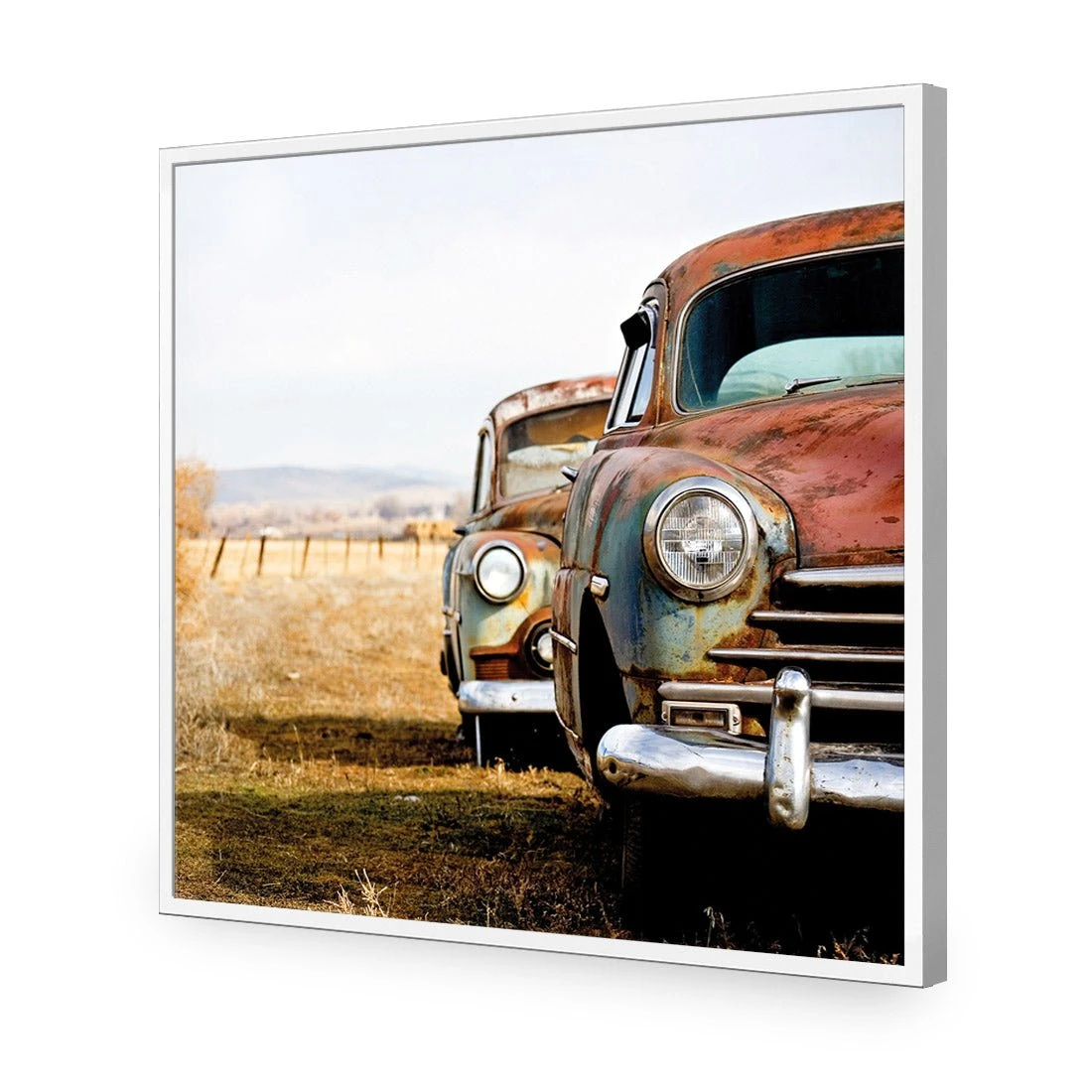 Rusty Cars (square) Rusty Cars (square) -WALL ART DESGIN SALE rusty cars square acrylic glass no border white frame 37x37cm 241043