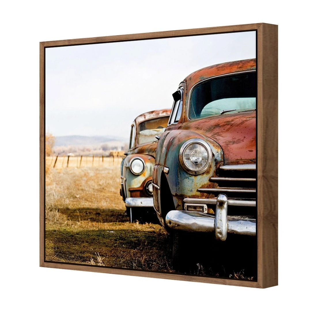 Rusty Cars (square) Rusty Cars (square) -WALL ART DESGIN SALE rusty cars square canvas natural floating frame 37x37cm 784576