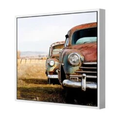Rusty Cars (square) 5 Rusty Cars (square) -WALL ART DESGIN SALE rusty cars square canvas white floating frame 37x37cm 144872